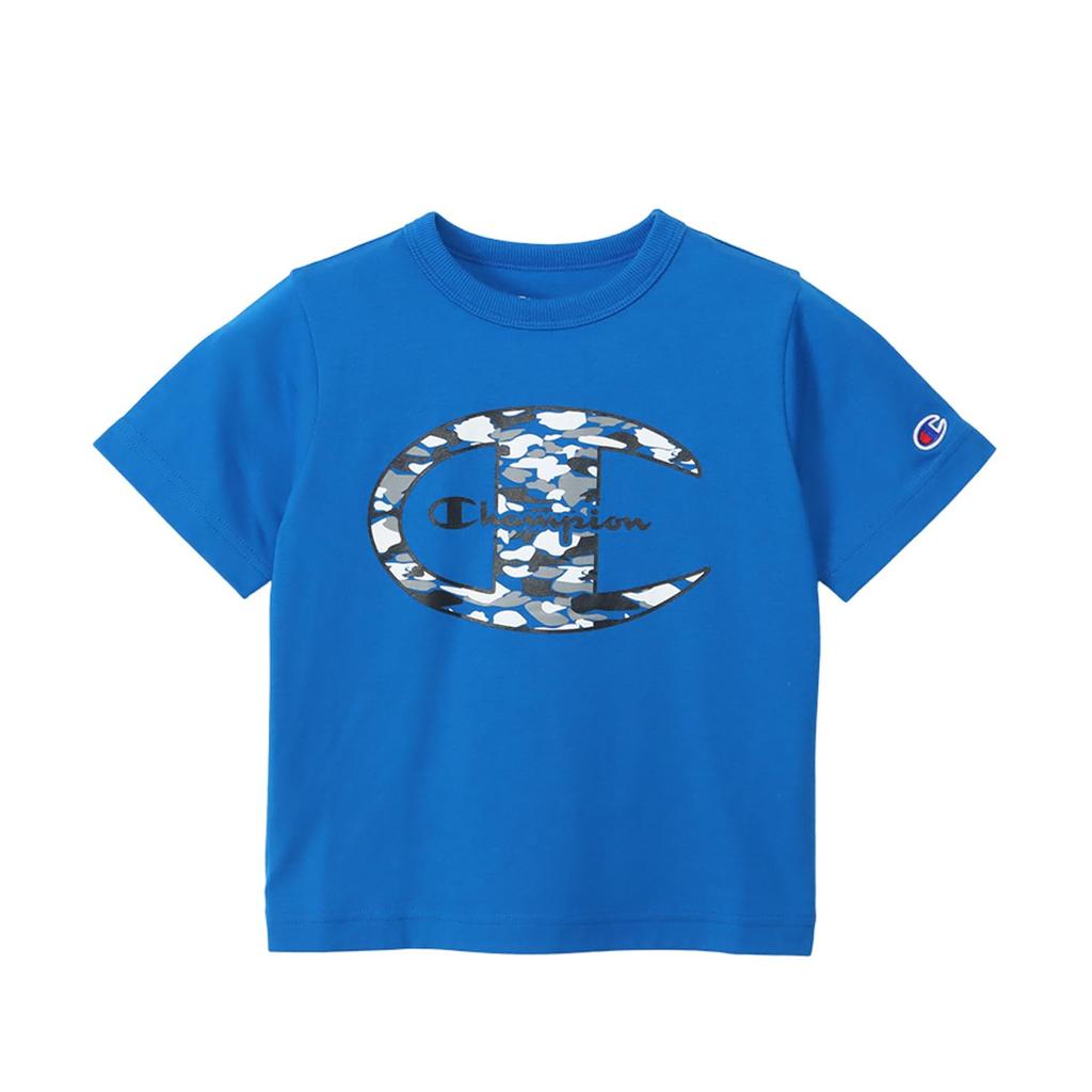 Kids Short Round Relax Graphic Logo Shorts Boys Blue 110 [Champion] T-shirt, Sleeve, Neck, Fit, Print, T-shirt & Set, Casual, CK-ZW02,