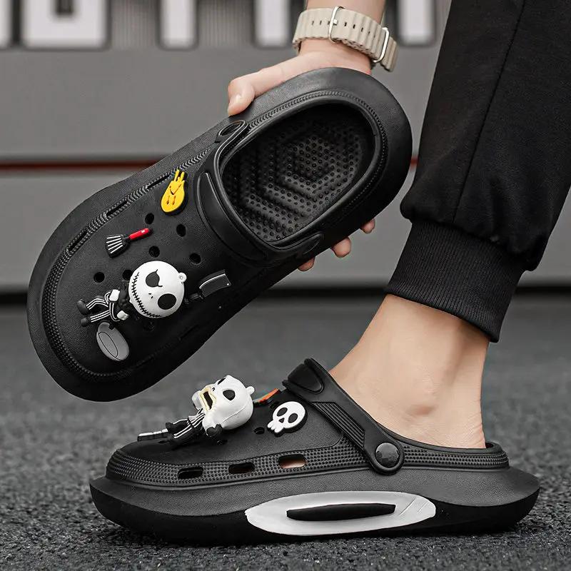 Fashion Man Sandals Beach Summer 2024 Shoes For Men Hole 39 V Number 41 Non-slip Cheap Clearance Korean Style Wholesale Casual Big Size