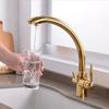 Kitchen Faucets Solid Brass Crane For Kitchen Deck Mounted Water Filter Tap Three Ways Sink Mixer 3 Way