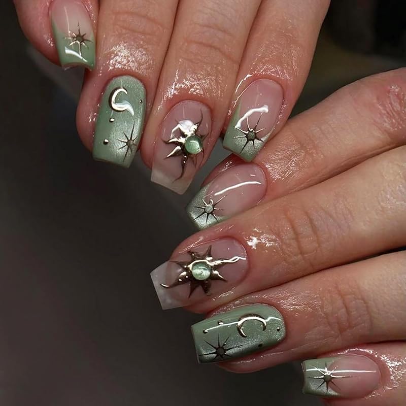 24Pcs Fall Press on Nails Medium Square Fake Nails with Autumn Leaves Designs Red Autumn Maple Leaf False Nail Thanksgiving Acrylic Nails Kit Red