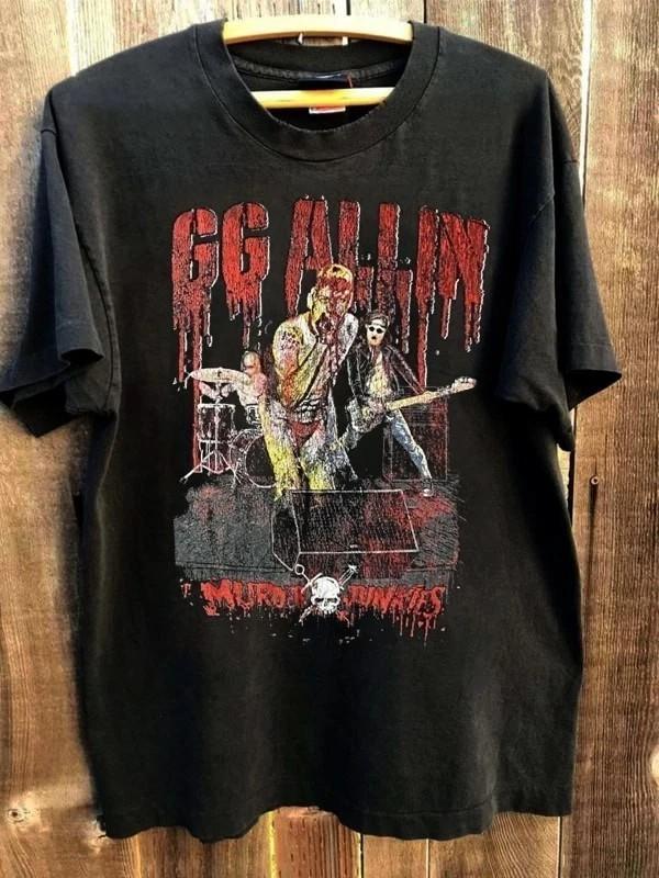 GG Allin Unisex T-Shirt S To 5XL Basic Black Retro style Vtg S-5XL L