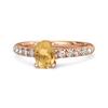 Citrine White Accented Band Design Ring - 925 Sterling Silver Rose Gold Vermeil