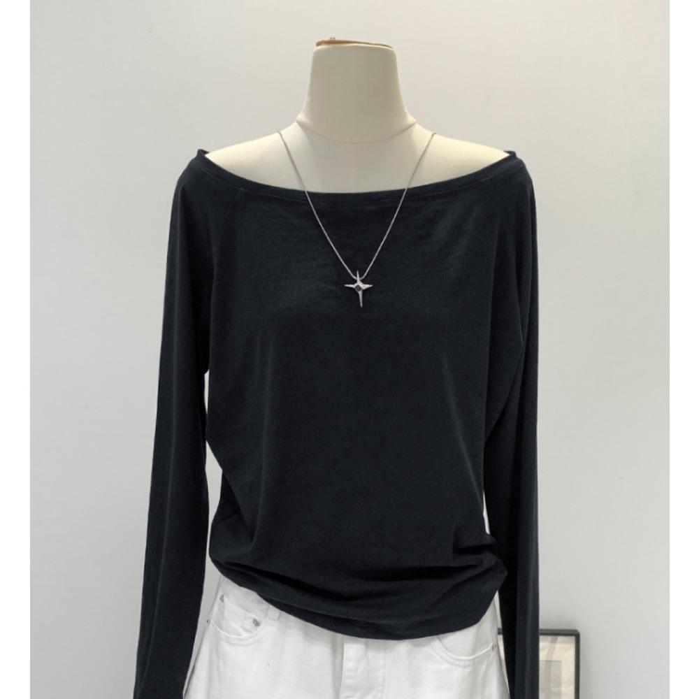 Vår Y2K Lange ermer Skrå skulder Dameklær Stil En skulder Dame Topper Bred Trøffel Skulderbase Sexy Skjorte