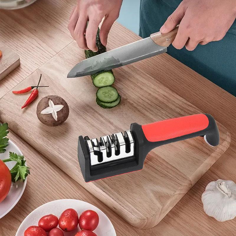 Quick Handheld Knife Sharpener Multi-function 4 Stages Type Sharpening Tool Stainless Steel Sharpening Stone For Kitchen