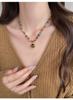 18K Gold Plated Ethnic Contrast Color Natural Stone Tiger Eye Glass Beads Beaded Necklace for Women Titanium Steel Choker
