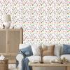 Wild Flowers Wallpaper White and Light Gray, White Background 50x1000