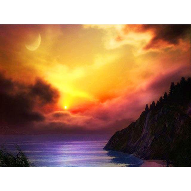 5D DIY Diamond Painting Sunset Seascape Dusk Full Square Diamond Home Decoration Painting Cross Stitch Kit Rhinestone Embroidery