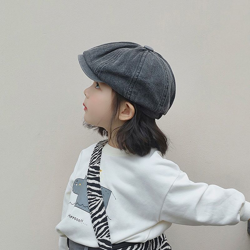 Autumn Beret Cap for Boys and Girls Western-Style Character Hat for Children Casual Wear In Spring and Fall