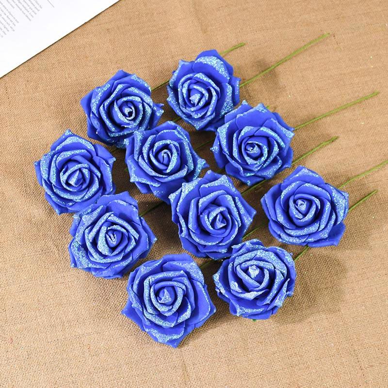 

10/20 шт. Блестящие искусственные цветы розы со стеблем и листьями, сделай сам, свадебные букеты, украшения для дома на день рождения, венок для рукоделия 10PCS