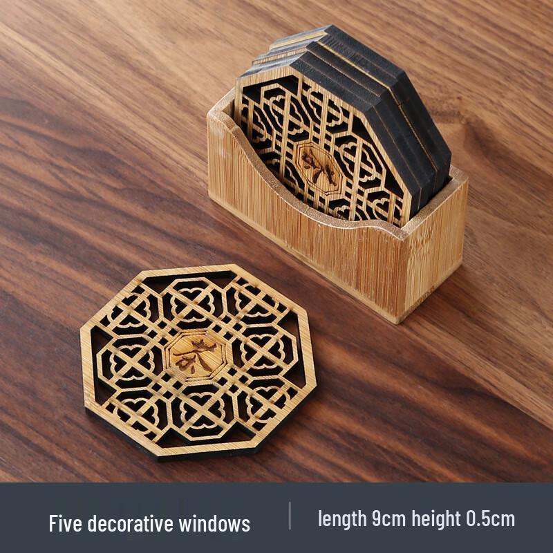 Shangqi Bamboo Round Heat-Insulating Teacup Coasters