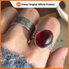BF CLUB 925 Sterling Silver Ring For Women Jewelry Red Stone Retro Open Vintage Handmade Ring Allergy For Party Birthday Gift