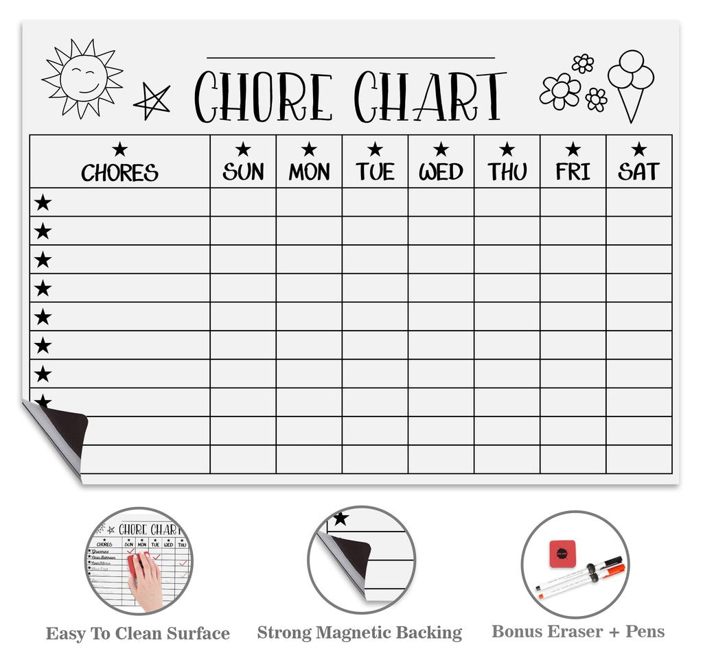 Inkdotpot Magnetic  Whiteboard Chore Chart Chore  Chart For  Refrigerator  - Dry Erase Behavior Chart For Kids