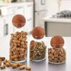 Set of 3 Glass Jars with Wooden Ball Lids, Sugar Bowl, Snack Bowl, Spice Jar and Storage Container