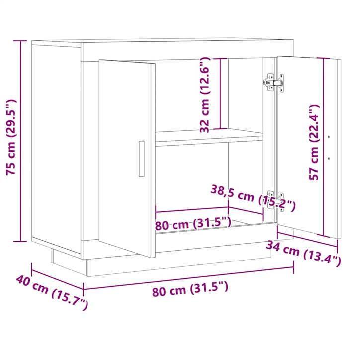 VidaXL Buffet Old Wood 80x40x75 Cm Engineered Wood, Storage Furniture, Kitchen Storage Furniture, Furniture of 856862