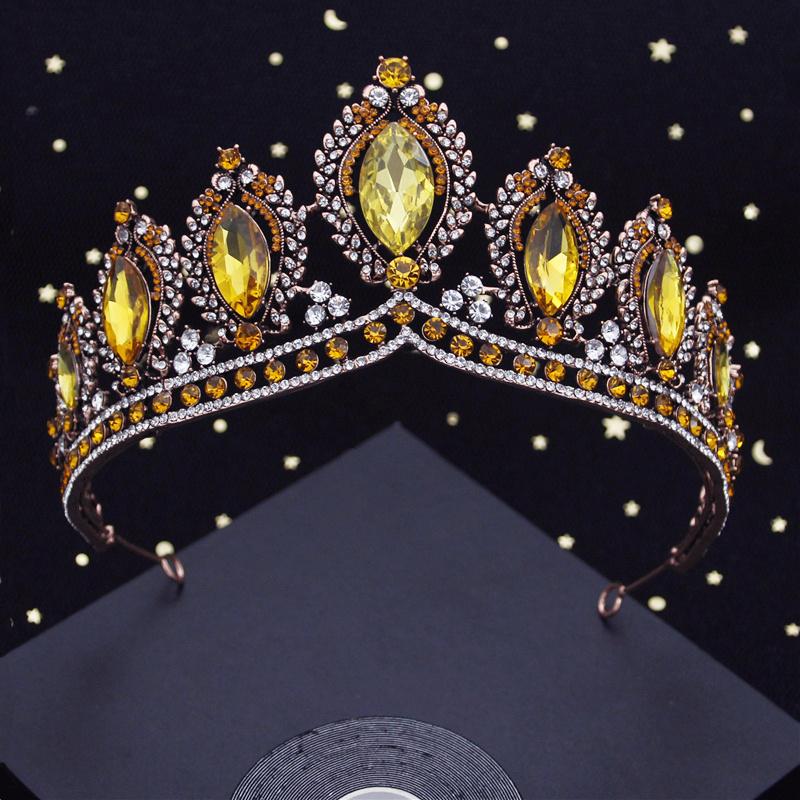 Baroque Vintage Crystal Tiaras Wedding Crown Bride Headdress Royal Queen Bridal Diadem Pageant Wedding Crown Hair Jewelry