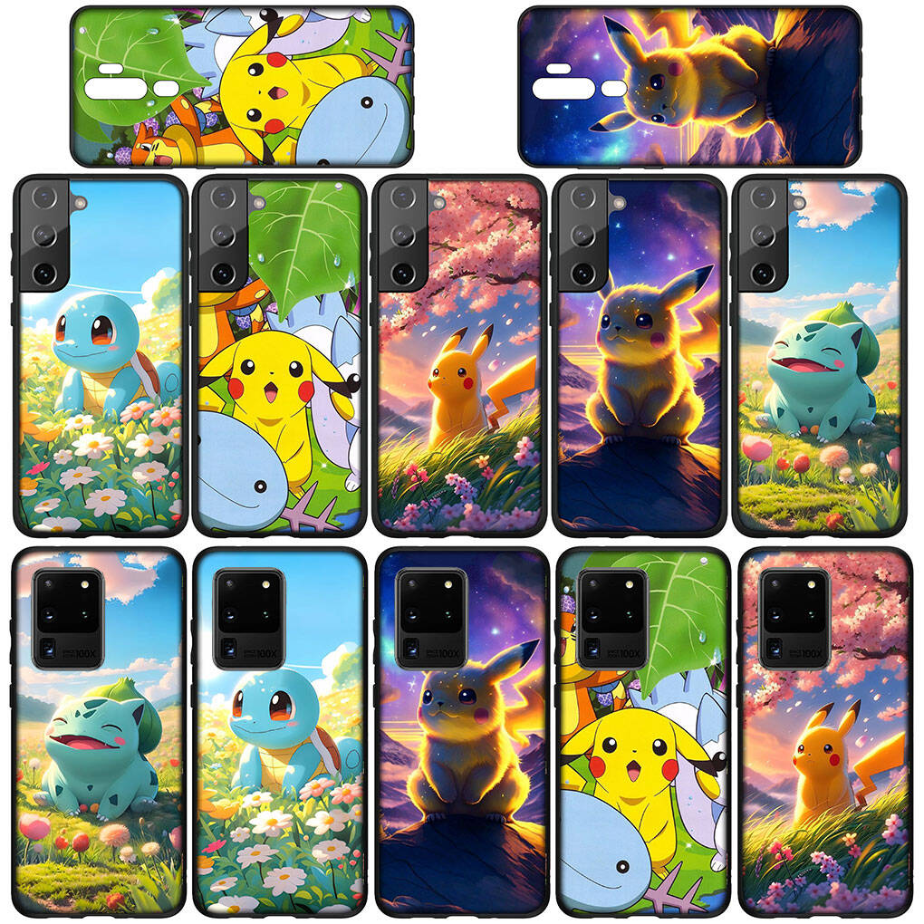 Phone Case for Samsung Galaxy S25 S23 S22 S24 Ultra FE Plus A05 A06 A15 A16 A36 A37 A35 A54 A55 A56 A57 A25 A53 A17 Squirtle Pokemon GO Pikachu Cover