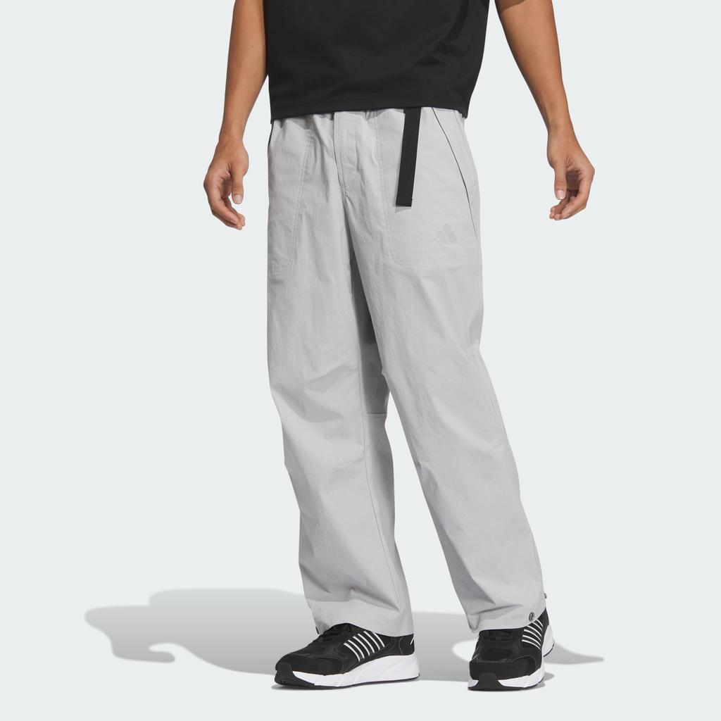 Adidas Verbiage Elastic Waist Solid Color Straight Casual Pants Men Bottoms Light-Grey JN9459