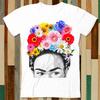 Frida Kahlo Blume Kopf T-Shirt Erwachsen Unisex Herren Damen Retro Design T-Shirt Vintage Top A4934
