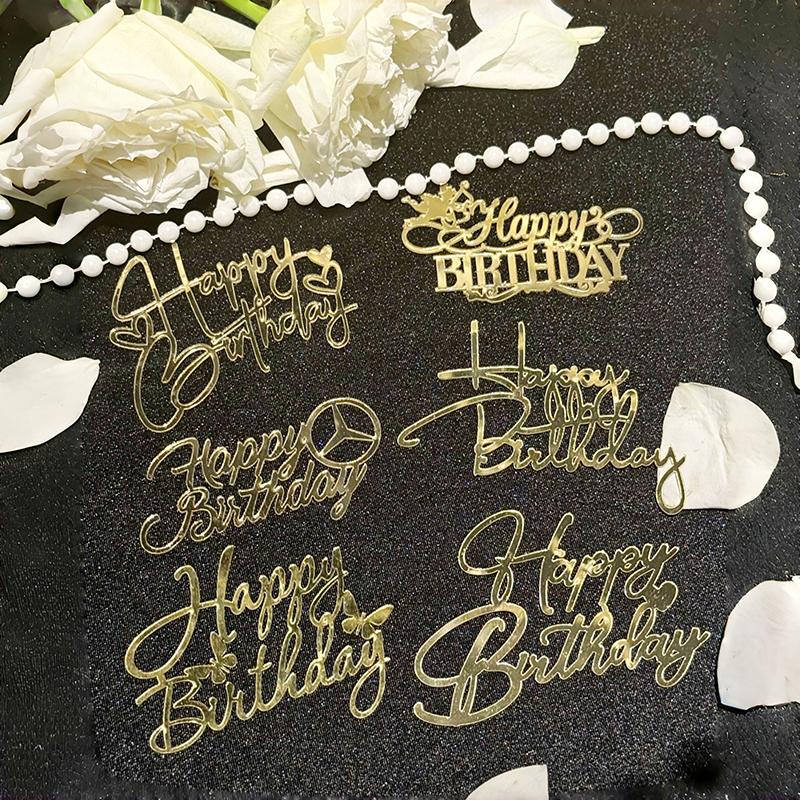 1 Stück Goldene Englische Buchstaben Acryl Kuchen Dekoration Geburtstagsfeier Dessert Zubehör