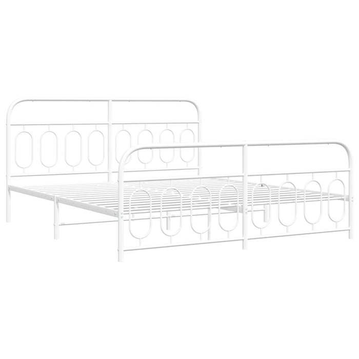 VidaXL Cadre de lit métal sans matelas et pied de lit blanc 183x213 cm 377189