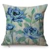 Spring Decoration Blue Flower Blue Birch Cherry Dogwood Blossoms Branch Oil Painting Design Cushion Cover Sofa Throw Pillow Case