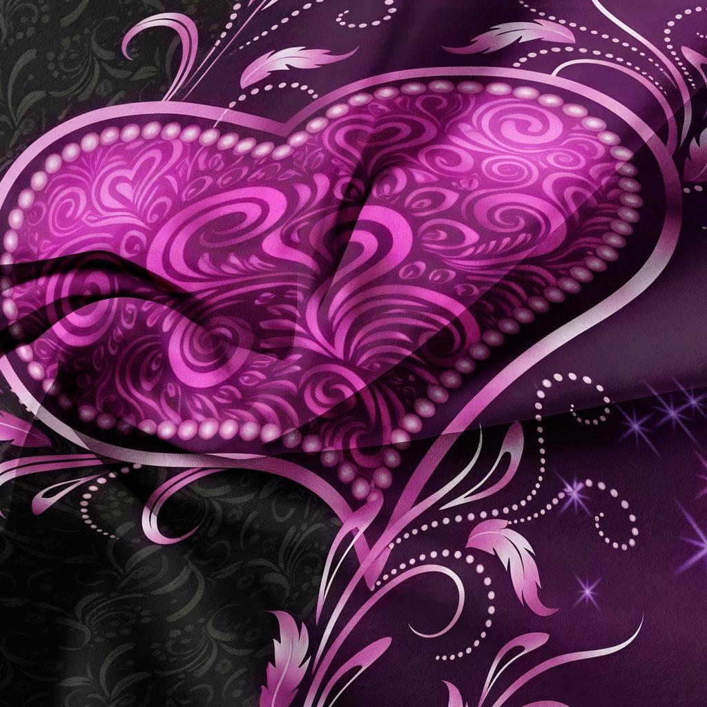 3pcs Valentine'S Day Romantic Purple Heart Rose Floral Duvet Cover Set HD Print for Home & BedroomValentine'S Day Gifts