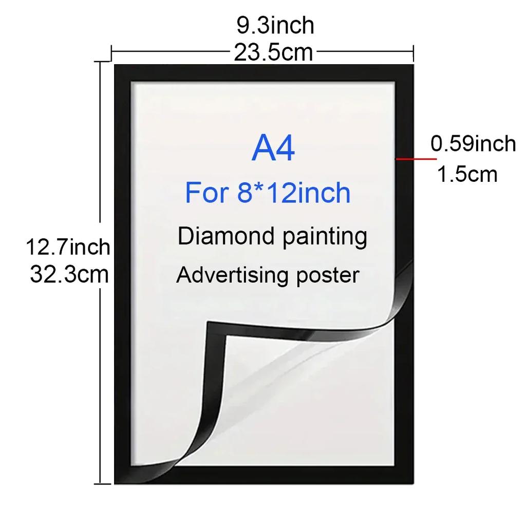 2/3/5/10 adet A4 8x12 İnç Manyetik Kauçuk Poster Çerçevesi Yumuşak Kendinden Yapışkanlı Elmas Boyama Çerçeveleri A4 Tuval Çerçeveleri Reklam Teşhir Çerçevesi