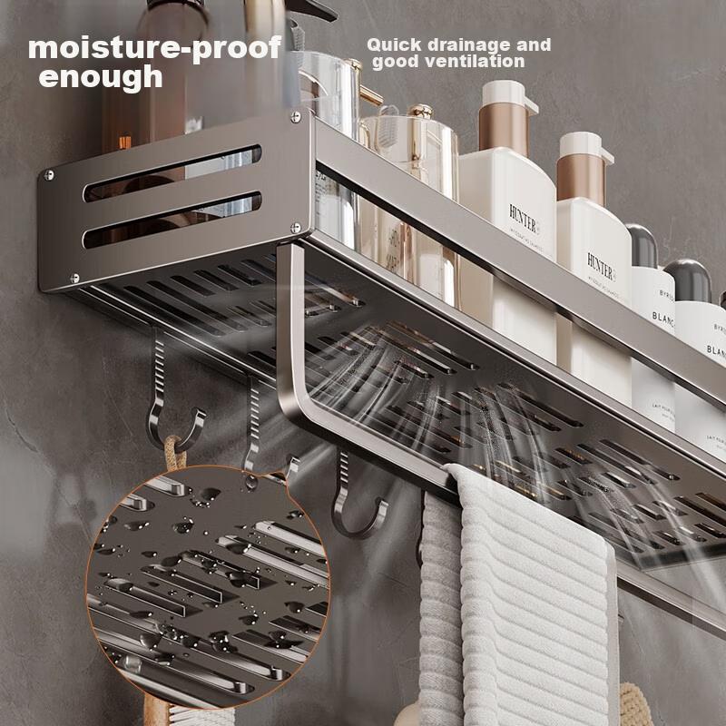 Baihan Bathroom Storage Rack, No Drilling Required, Wall-Mounted Hooks for Toilet, Washroom, Sink, Corner Shelf, Shower Room