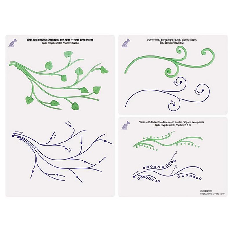 27Pcs/14Sheets Cake Icing Piping Diy Practice Drawing Board Template Paper Decor Practice Template Paste Fondant Decorating