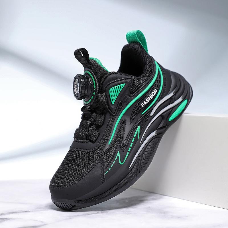 Nuevas zapatillas deportivas infantiles de hebilla giratoria para primavera y otoño, zapatillas de papá antideslizantes para niños, zapatillas para correr