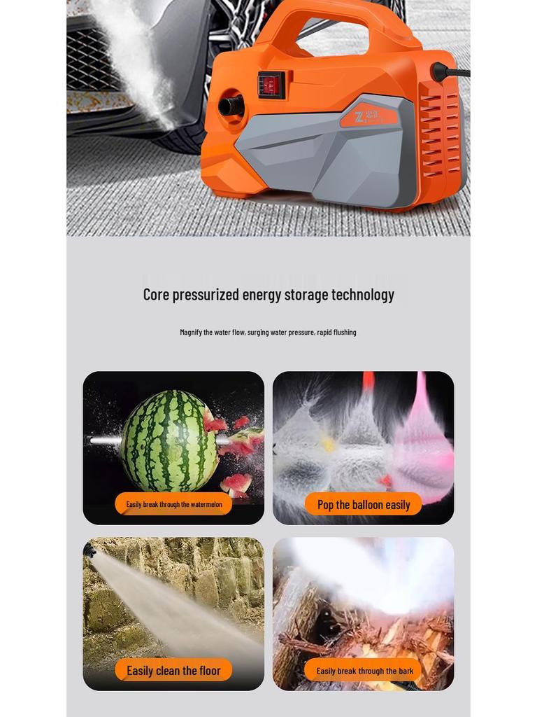 High-Power Portable Handheld Car Washer & Cleaner with High-Pressure Water Gun