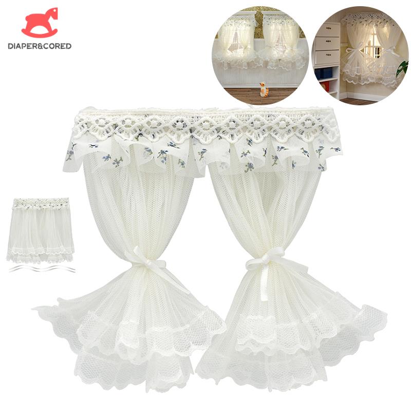 1Set 1/12 Dollhouse Lace Window Curtain Dollhouse Mini Bedroom Furniture Accessories Dolls House Decoration For Kid Toys