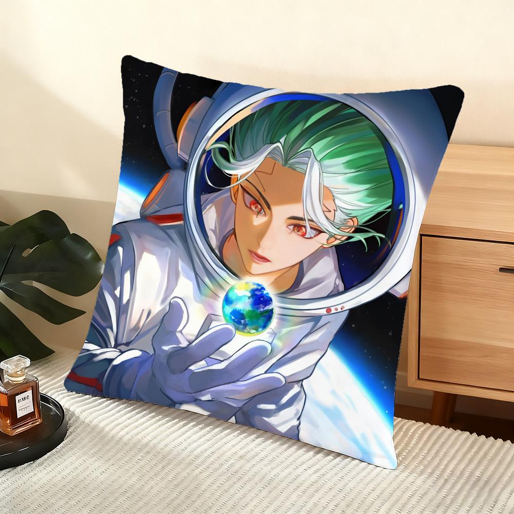 Dr Sstone Science Future Cushion Cover Soft Short Plush Pillow Cover Smooth Cozy Texture Aesthetic Cushion Case Home Decor