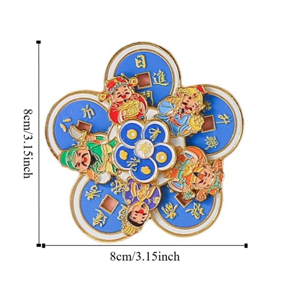 3D Rotating Refrigerator Magnet Traditional Lucky Charm Holiday Blessing Decoration Handmade Cartoon God of Wealth Sticker