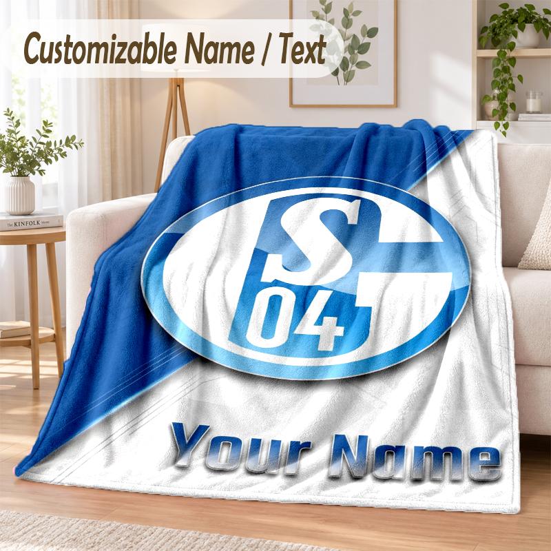 Custom Text Flannel Blanket Schalke 04 FC Print Warm Cozy Blanket Home Sofa Bedding