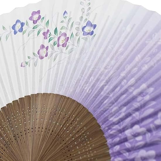 [Oshare Kimono Iroha] Folding Fan, Women's Folding Fan, Scented Fan, Carved Dark Wood Ribs, Bellflow