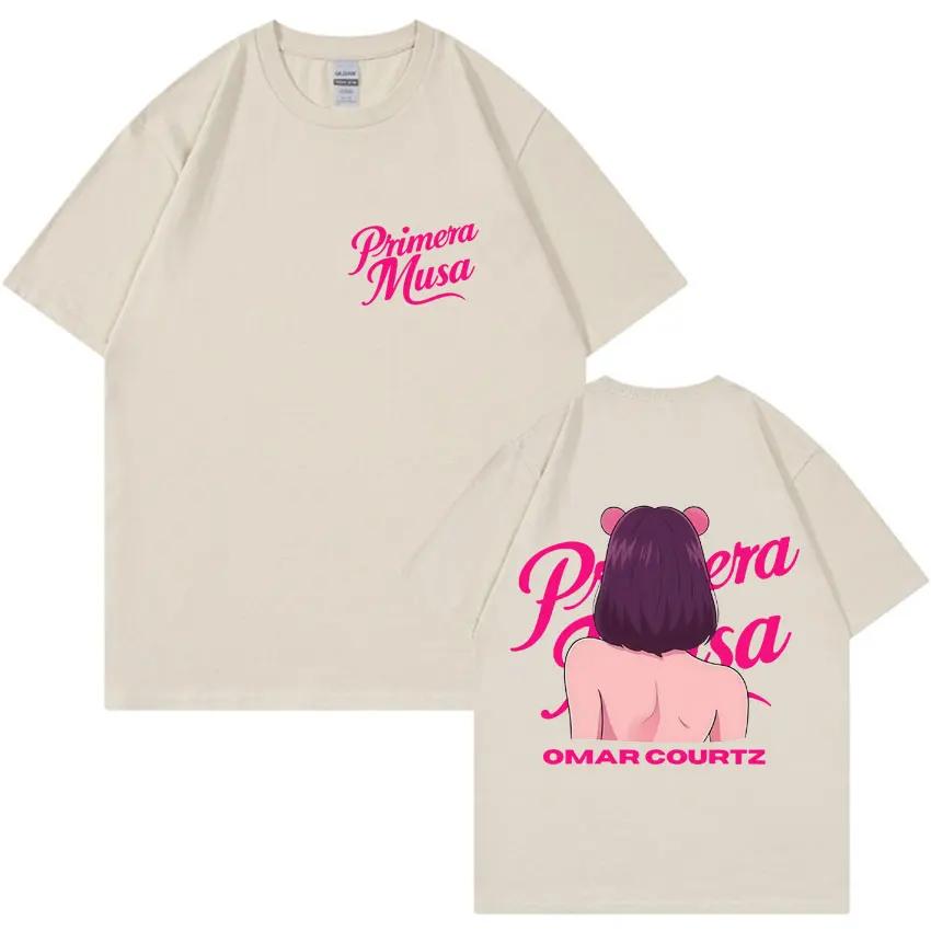 Rap Singer Omar Courtz Primera Musa 2026 Summer Unisexs Womens Street Pattern Aesthetics Hiphop Casual Cotton Tshirt
