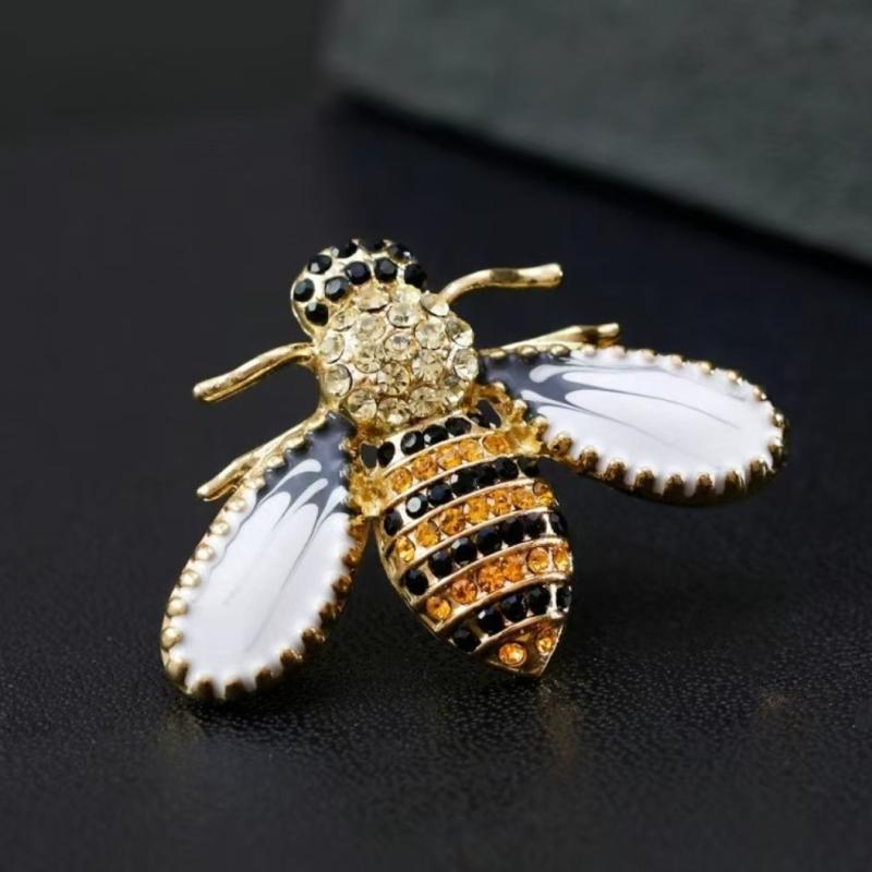 Metal Insect Bee Rhinesotne Brooches For Women Clothing Coat Jewelry Accessries Gift