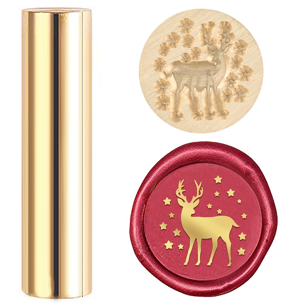 

1pc Christmas Wax Seal Mini Brass Column Stamp Santa Claus Deer Bell pattern 15mm Sealing Wax Stamps Sealing Stamp for Envelope