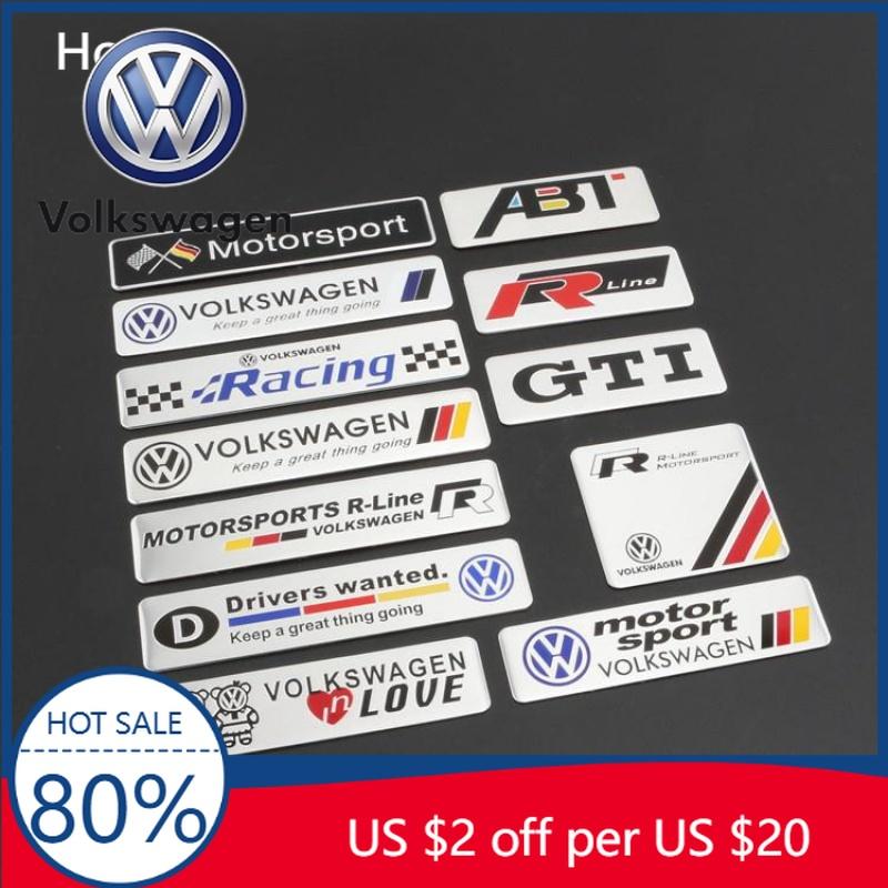 For VW Volkswagen Jetta MK5 Golf 1Pcs Car Styling Aluminum Alloy Badge Sticker For Volkswagen GTI R-Line R Polo Golf Passat Scir