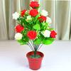 18 Heads Rose Artificial Flower Multicolor Silk Petals Simulation Flower Bouquet Green Leaves Photo Props Faux Flower