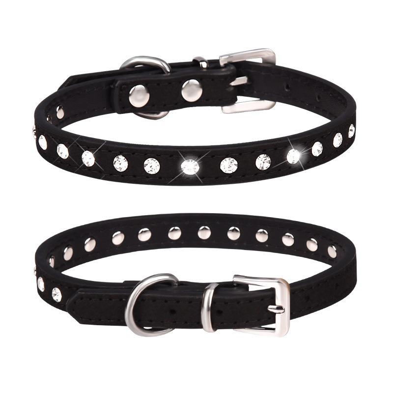 Rhinestone Pet Collar Shiny Row Diamond Dog Collar Microfiber Soft Comfortable Cat Ring