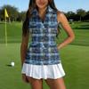 Women's Sleeveless Golf Vest with Zipper Collar & Halloween Print for Outdoor Sports