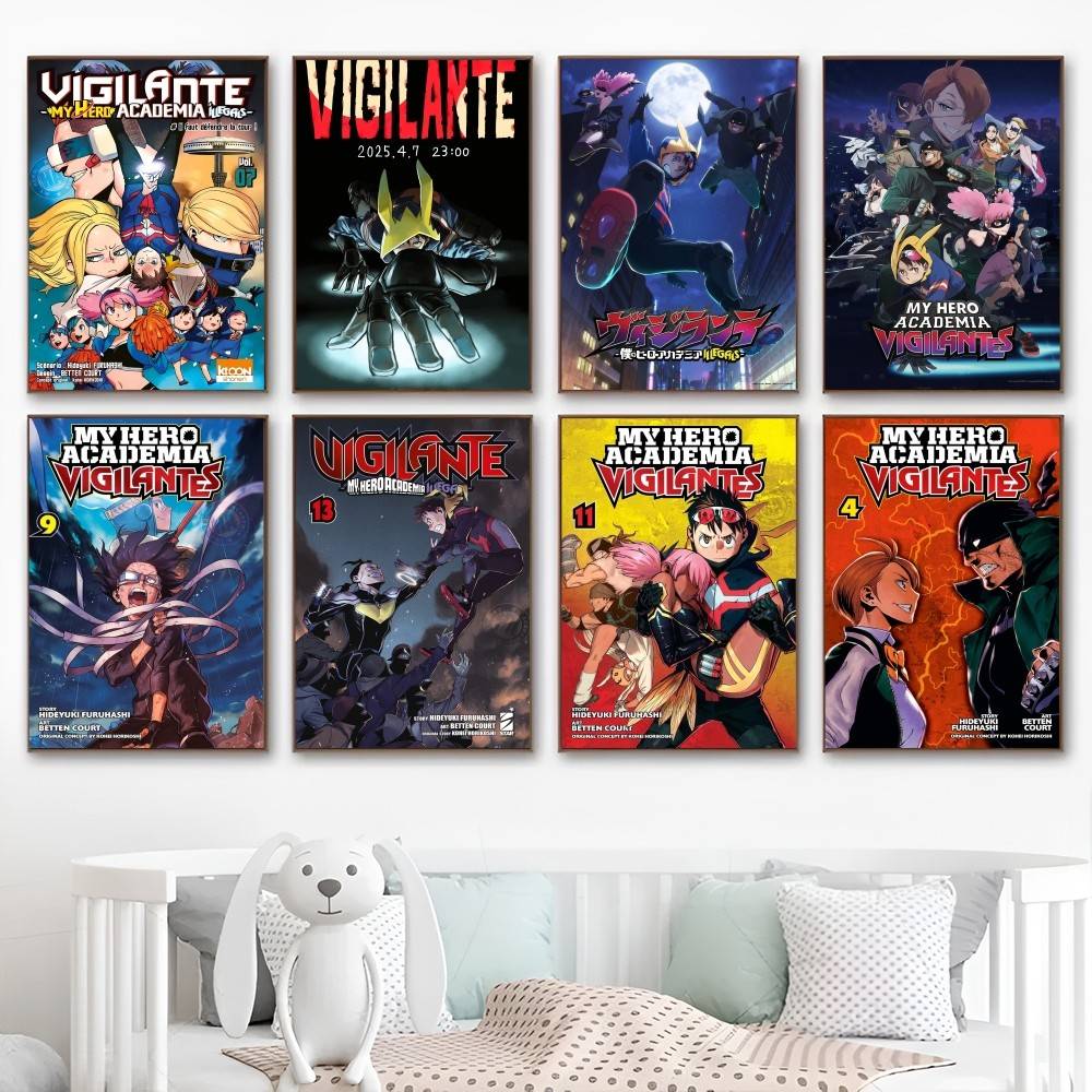V-Vigilante B-Boku no Hero Academia I-Illegals Self-adhesive Art Poster Retro Kraft Paper Sticker DIY Room Bar Cafe Stickers