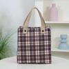 Korean Canvas Plaid Bento Handbag - Women's Retro Tote