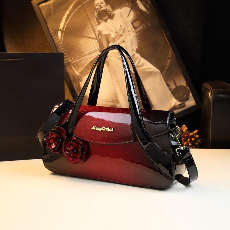 

Модная женская сумка из мягкой кожи в гонконгском стиле - Модная сумка на плечо/через плечо 2025 для мам вино красного