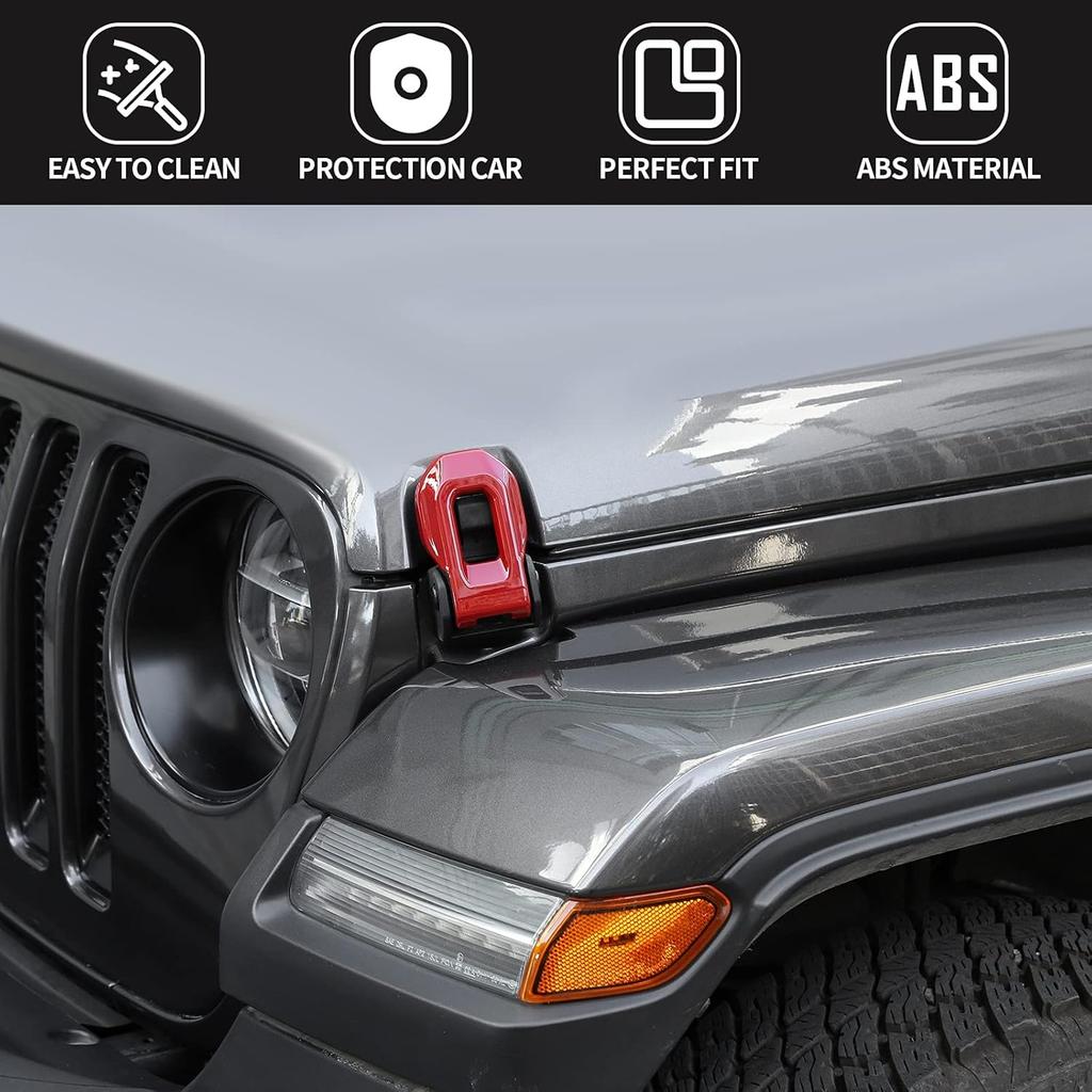Voodonala For Jeep JL ABS Hood Latches Engine Buckle Bonnet Fastener Engine Cover Decor Trim Protction Cover For 2018-2025+ Jeep Wrangler JL JLU