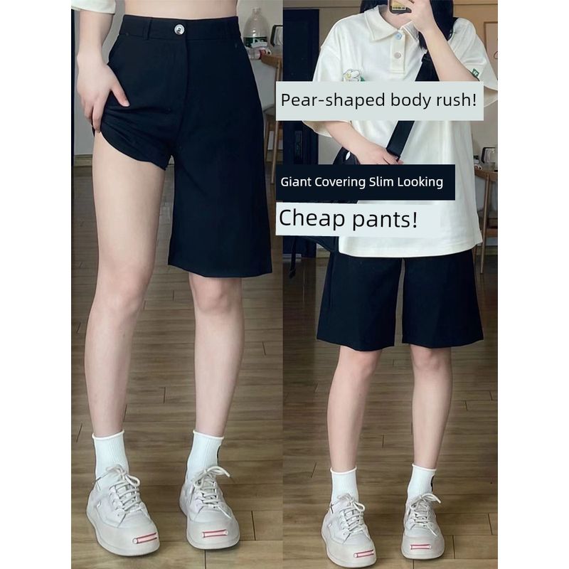 

mm Suitable for plus Size Crotch Leg Thickness Black Shorts Suit Shorts Black S