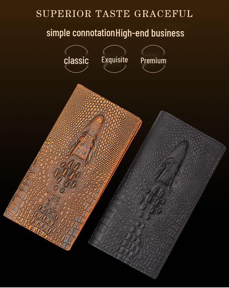 Pánská dlouhá business peněženka MenBense se vzorem krokodýlí kůže - Multifunkční, velkokapacitní, trendy peněženka