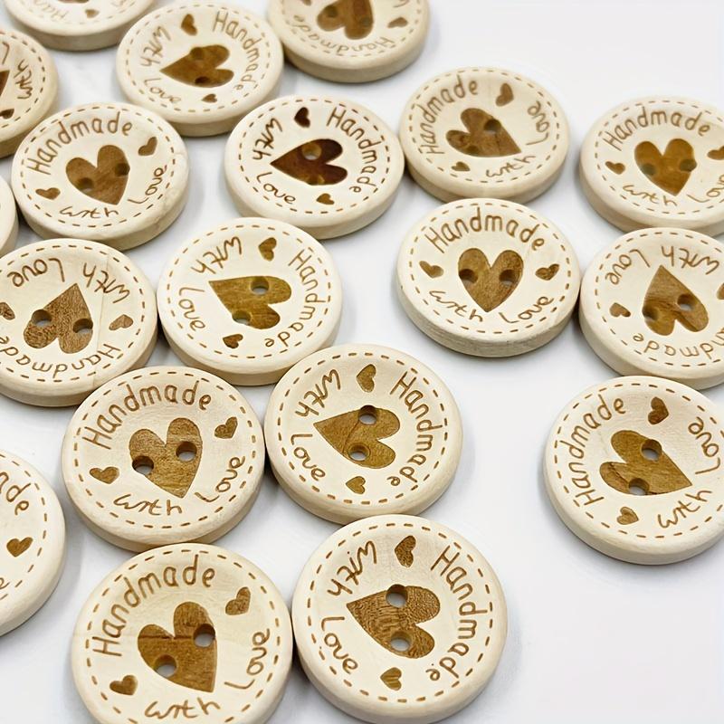 50pcs Heart Wood Buttons Sewing Scrapbooking Gift Handwork Home Clothing Decor Wooden Decorative Handmade 15mm/20mm/25mm